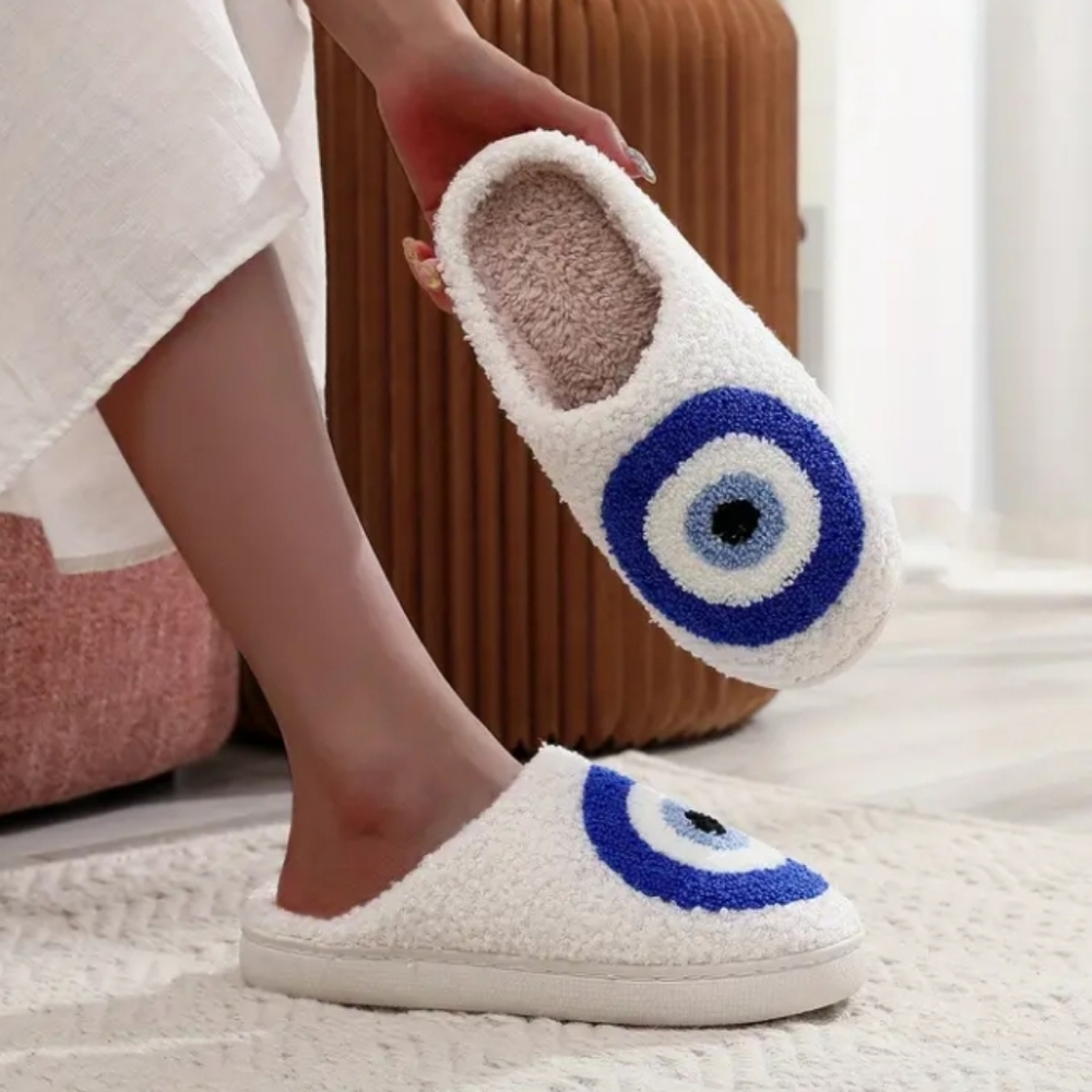 🧿 TURKISH EVIL EYE NAZIR/ALL SEEING EYE TALOSMACozy Lightweight Boho Slippers